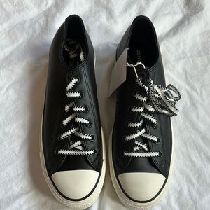 Converse Black Sneakers with White Rubber Toe Cap and Laces